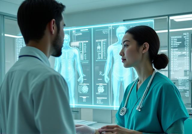 Medical professional conducting a space-flight physical